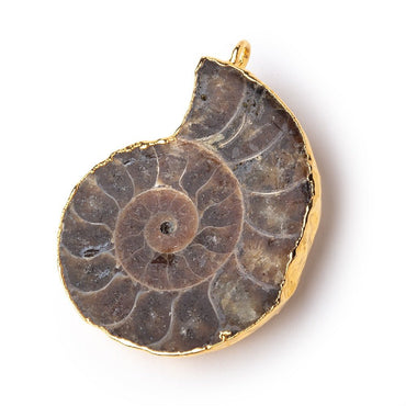 39x31mm Gold Leafed Ammonite Fossil Pendant 1 focal piece (ONLINE ORDER ONLY)