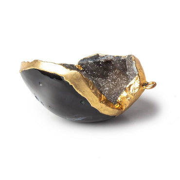 39x31x18mm Gold Leafed Milk Chocolate Brown Drusy Focal Pendant 1 piece (ONLINE ORDER ONLY)