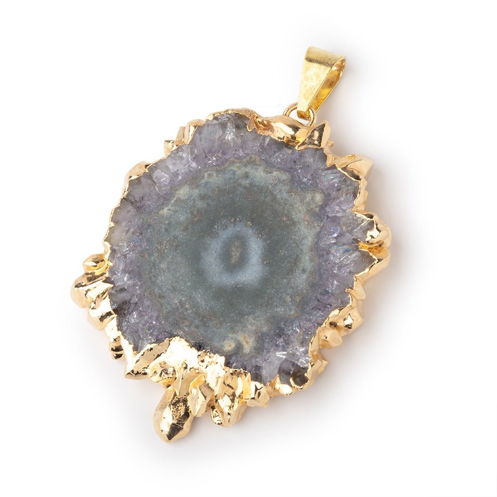 39x33mm Gold Leafed Amethyst Solar Quartz Slice Pendant 1 focal piece (ONLINE ORDER ONLY)