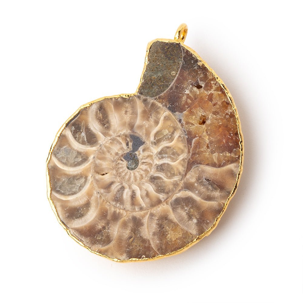 39x33mm Gold Leafed Ammonite Fossil Pendant 1 focal piece (ONLINE ORDER ONLY)