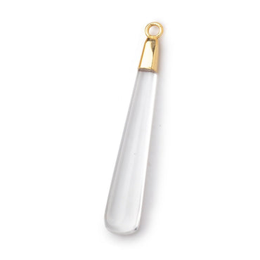 39x6mm Gold Leafed Crystal Quartz Plain Pear Pendant 1 piece (ONLINE ORDER ONLY)