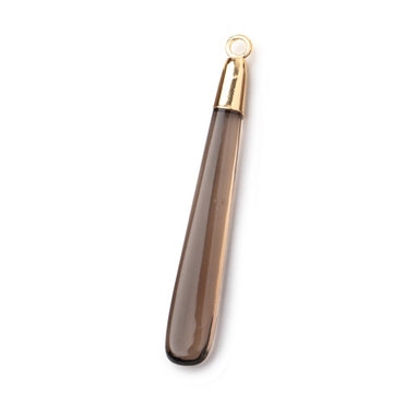 39x6mm Gold Leafed Smoky Quartz Plain Pear Pendant 1 piece (ONLINE ORDER ONLY)
