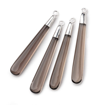 39x6mm Silver Leafed Smoky Quartz Plain Pear Pendant 1 piece (ONLINE ORDER ONLY)