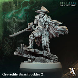 3D Printed Archvillain Games High Seas - Gravetide Gravetide Swashbuckler 28 32mm D&D