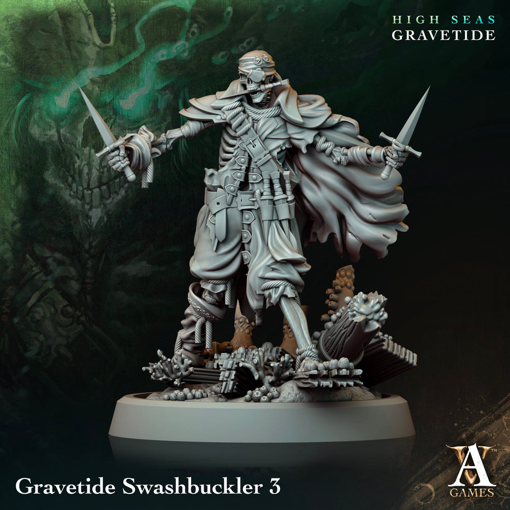 3D Printed Archvillain Games High Seas - Gravetide Gravetide Swashbuckler 28 32mm D&D