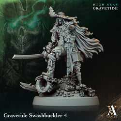 3D Printed Archvillain Games High Seas - Gravetide Gravetide Swashbuckler 28 32mm D&D