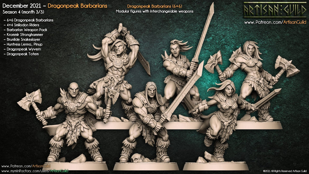 3D Printed Artisan Guild Modular Dragonpeak Barbarians Dragonpeak Barbarians 28mm 32mm