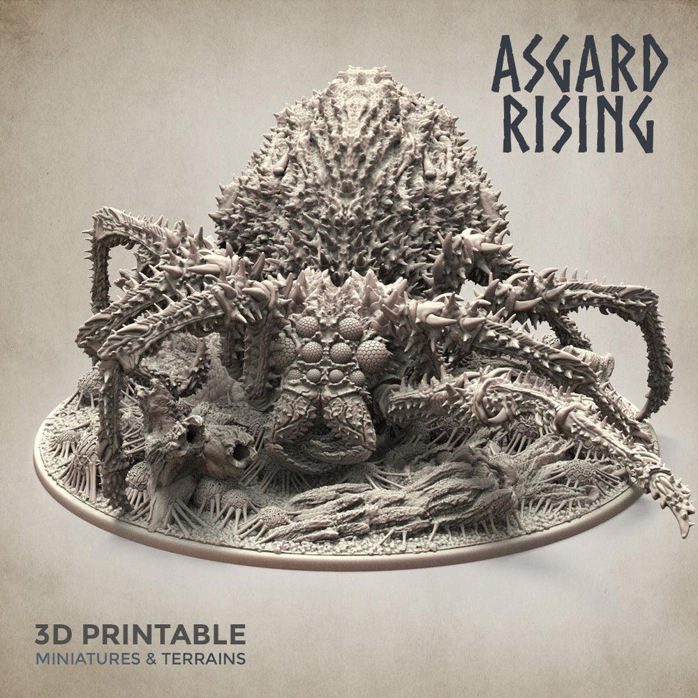 3D Printed Asgard Rising Ancient Spider Queen with Palanquin 32mm D&D