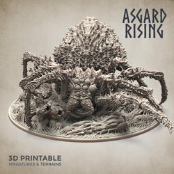 3D Printed Asgard Rising Ancient Spider Queen with Palanquin 32mm D&D