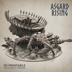 3D Printed Asgard Rising Ancient Spider Queen with Palanquin 32mm D&D