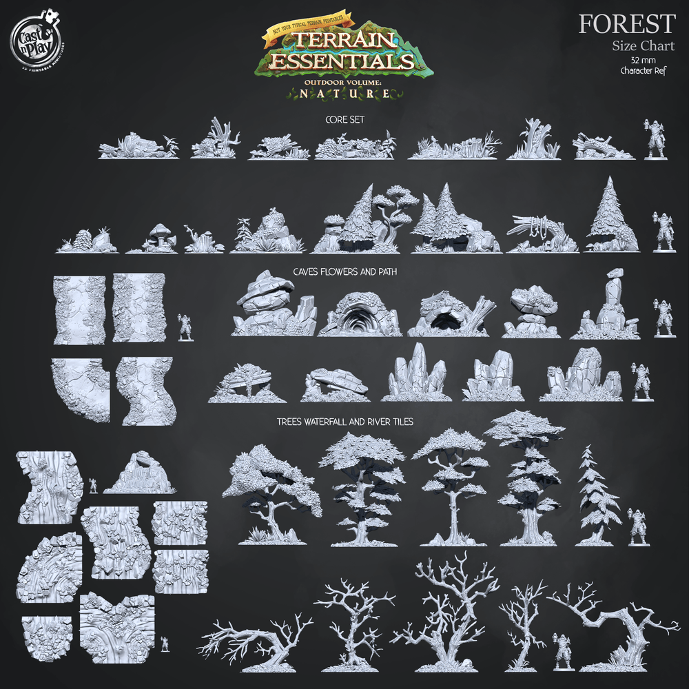 3D Printed Cast n Play Trees and Dead Trees Terrain Set Terrain Essentials Nature 28mm 32mm D&D