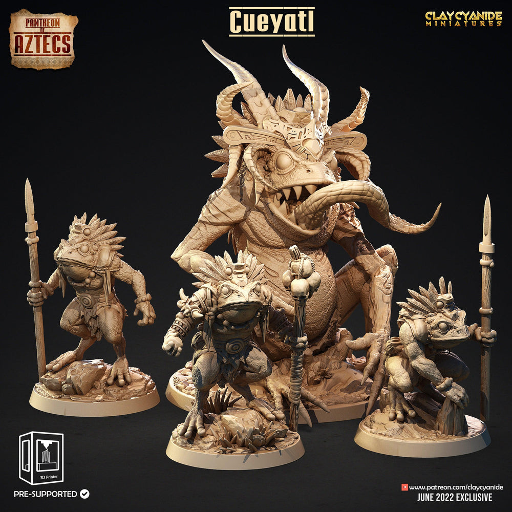 3D Printed Clay Cyanide Cueyatl Set Pantheon of Aztecs Ragnarok D&D
