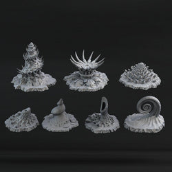 3D Printed Fantastic Plants and Rocks Ocean Sea Terrain Set 28mm - 32mm D&D Wargaming
