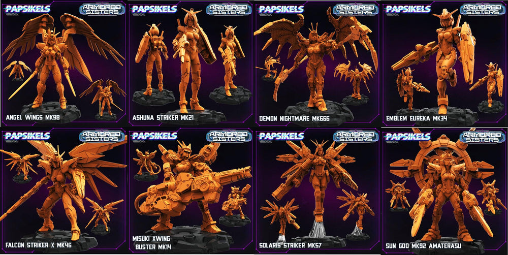 3D Printed Papsikels Armored Sisters Set 28mm 32mm