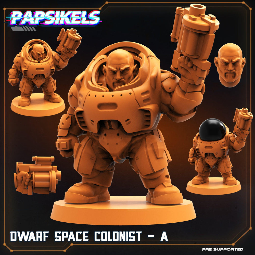 3D Printed Papsikels Cyberpunk Sci-Fi Dwarf Space Colonist Marines Set  - 28mm 32mm