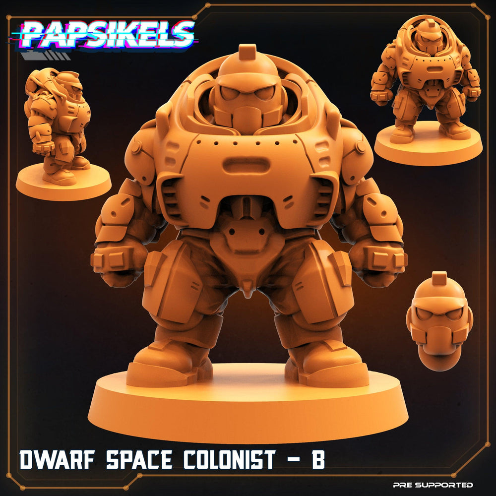 3D Printed Papsikels Cyberpunk Sci-Fi Dwarf Space Colonist Marines Set  - 28mm 32mm