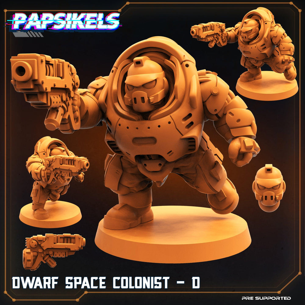 3D Printed Papsikels Cyberpunk Sci-Fi Dwarf Space Colonist Marines Set  - 28mm 32mm