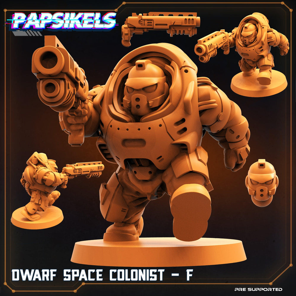 3D Printed Papsikels Cyberpunk Sci-Fi Dwarf Space Colonist Marines Set  - 28mm 32mm