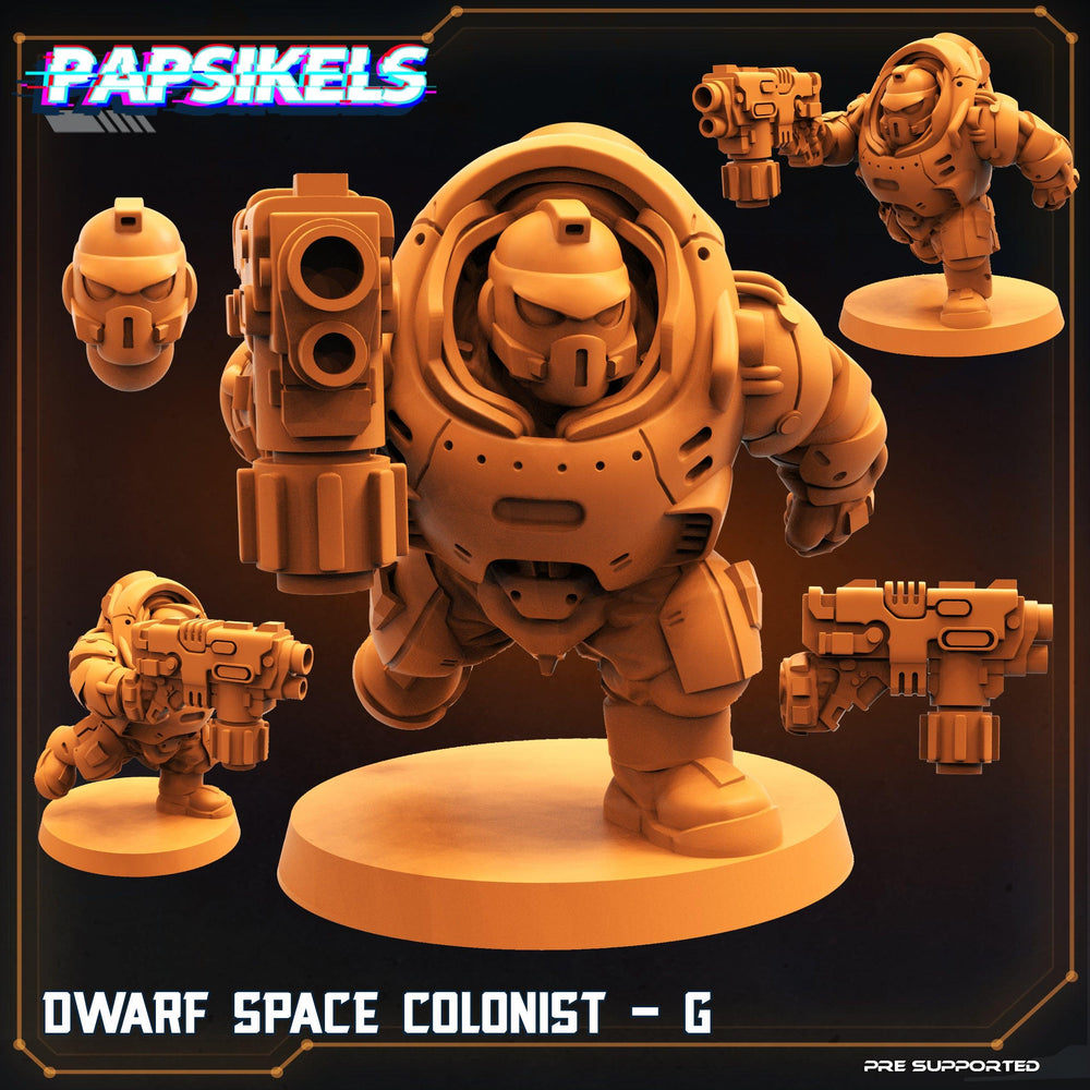 3D Printed Papsikels Cyberpunk Sci-Fi Dwarf Space Colonist Marines Set  - 28mm 32mm