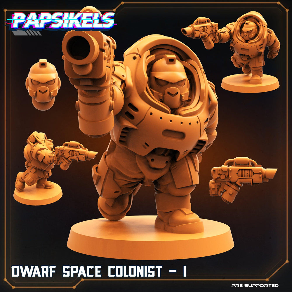 3D Printed Papsikels Cyberpunk Sci-Fi Dwarf Space Colonist Marines Set  - 28mm 32mm