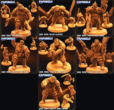 3D Printed Papsikels Cyberpunk Sci-Fi Ugok Rebel Fighter Set - 28mm 32mm