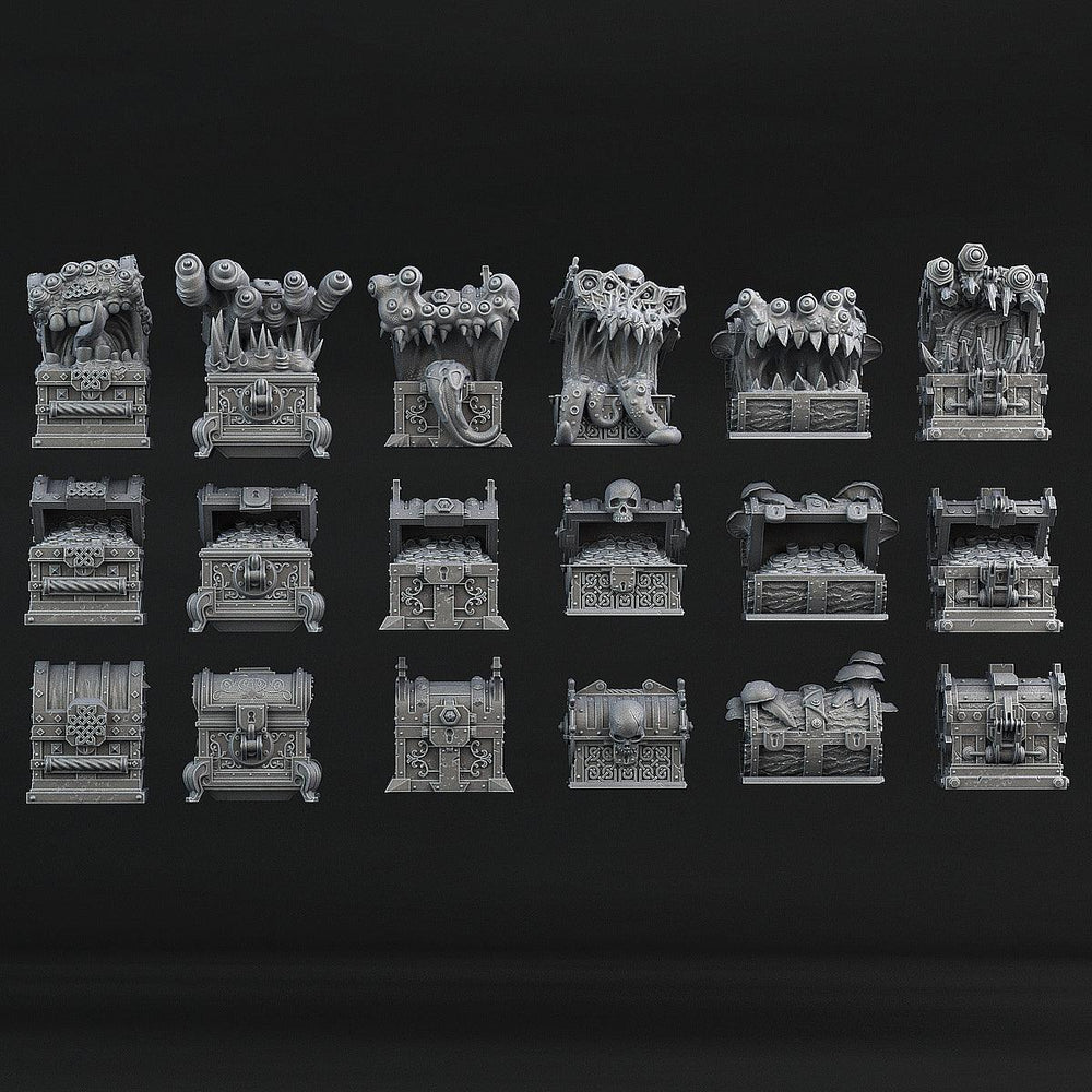 3D Printed Print Your Monsters Mimics Treasure Chests Set 28mm - 32mm D&D Wargaming