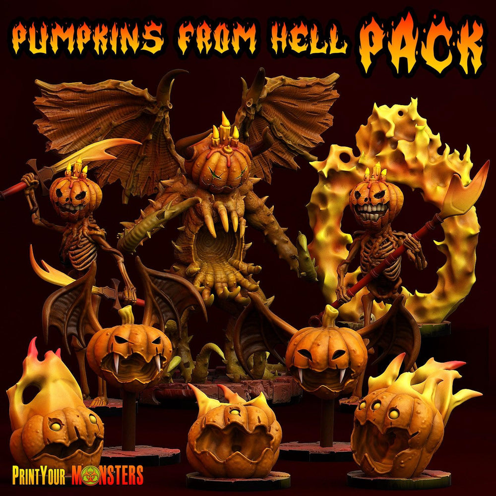 3D Printed Print your Monster Fire Pumpkins Pumpkins From Hell 28 32mm D&D