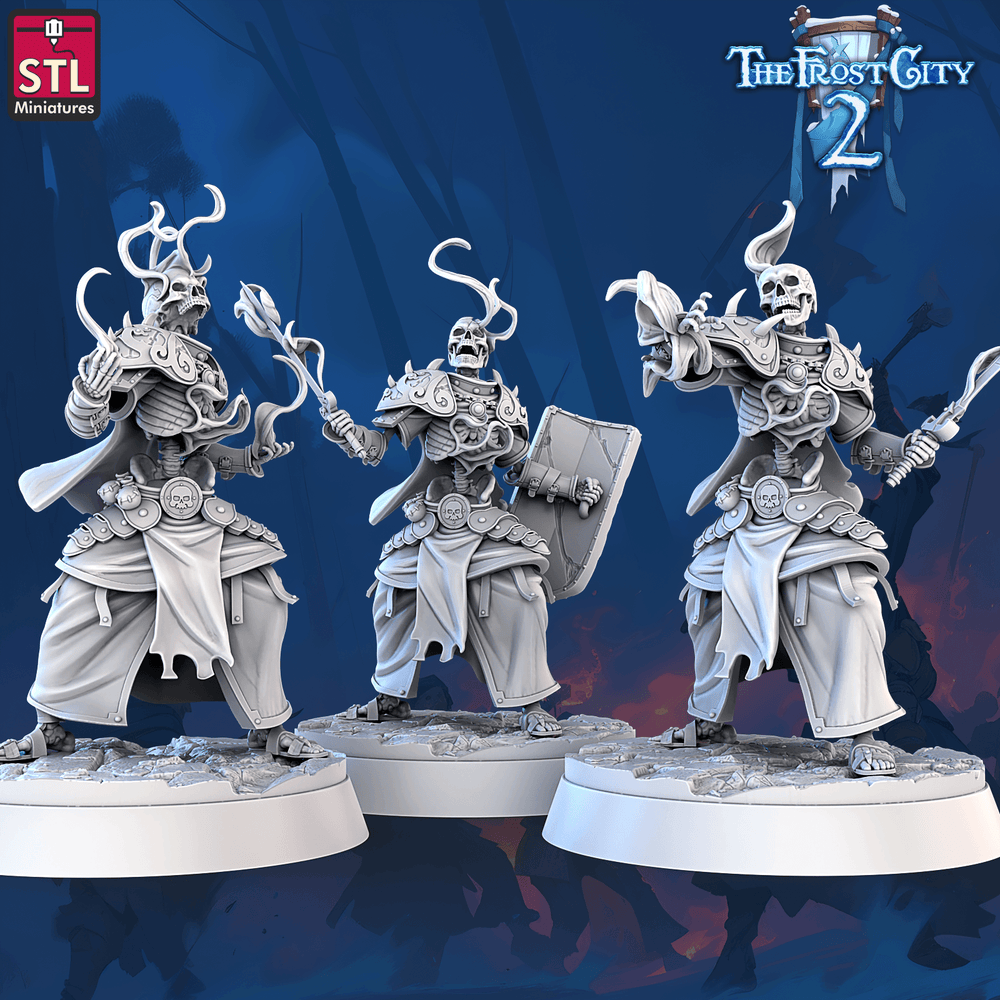 3D Printed STL Miniatures Burning Skeleton Set The Frost City 2 28 - 32mm War Gaming D&D