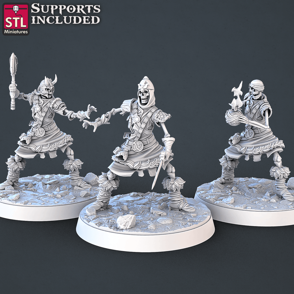 3D Printed STL Miniatures Skeletons Set 28mm - 32mm War Gaming D&D