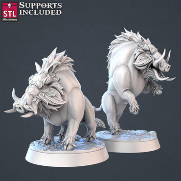 3D Printed STL Miniatures Wild Boars | 28 - 32mm War Gaming D&D