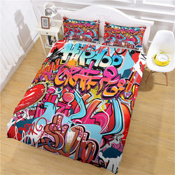 Cafe Hip Hop Street Graffiti Bedding Set Quilt Cover Without Filler (Online Order Only)