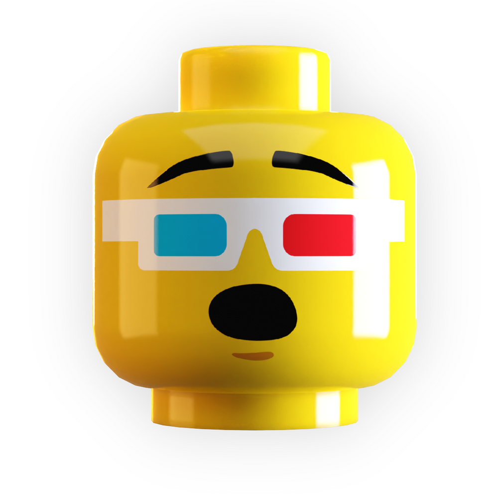 3D Glasses, Wow Expression on Minifig Head made using LEGO part (Online Order Only)