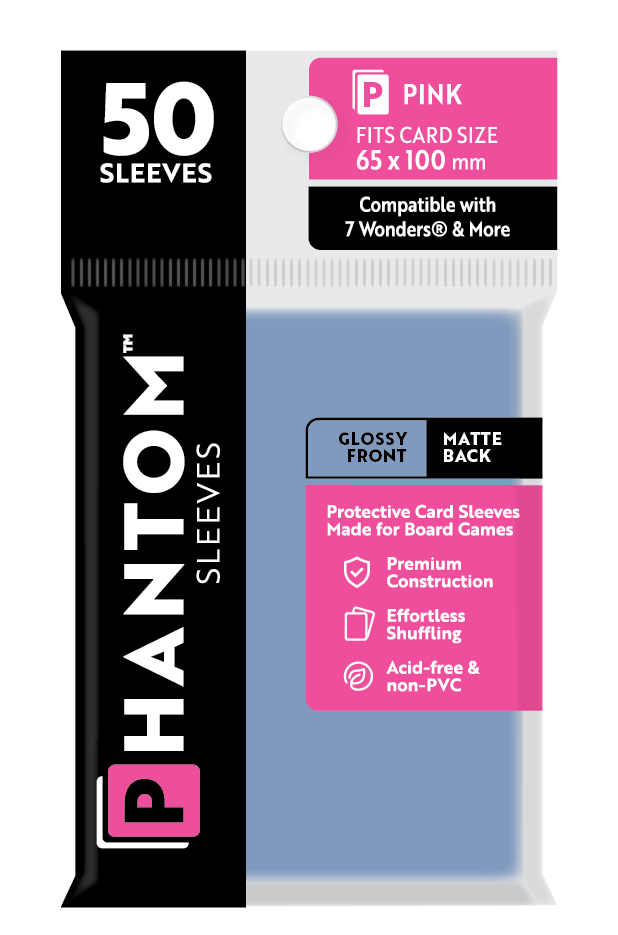 Phantom Sleeves: Pink Size (65mm x 100mm) 50 ct (ONLINE ORDER ONLY)