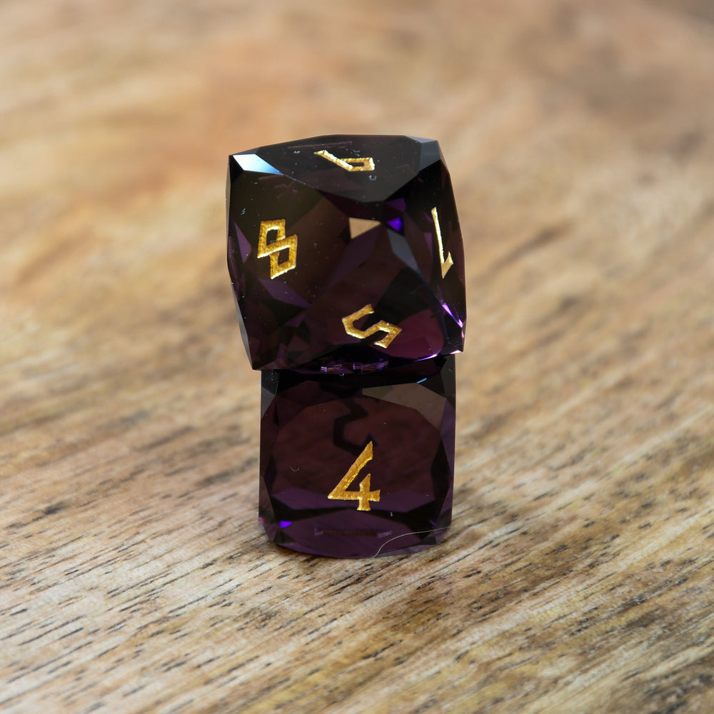 Deep Plum Multifaceted Glass Dice Set (ONLINE ORDER ONLY)