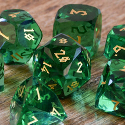 Emerald Multifaceted Glass Dice Set (ONLINE ORDER ONLY)