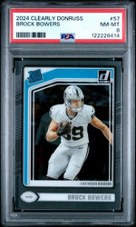 Graded 2024 Panini Clearly Donruss Brock Bowers #57 Rookie RC Football Card PSA 8 Near Mint (ONLINE ORDER ONLY)