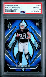 Graded 2024 Panini Phoenix Brock Bowers #165 Purple Fade Rookie RC Football Card PSA 10 Gem Mint (ONLINE ORDER ONLY)