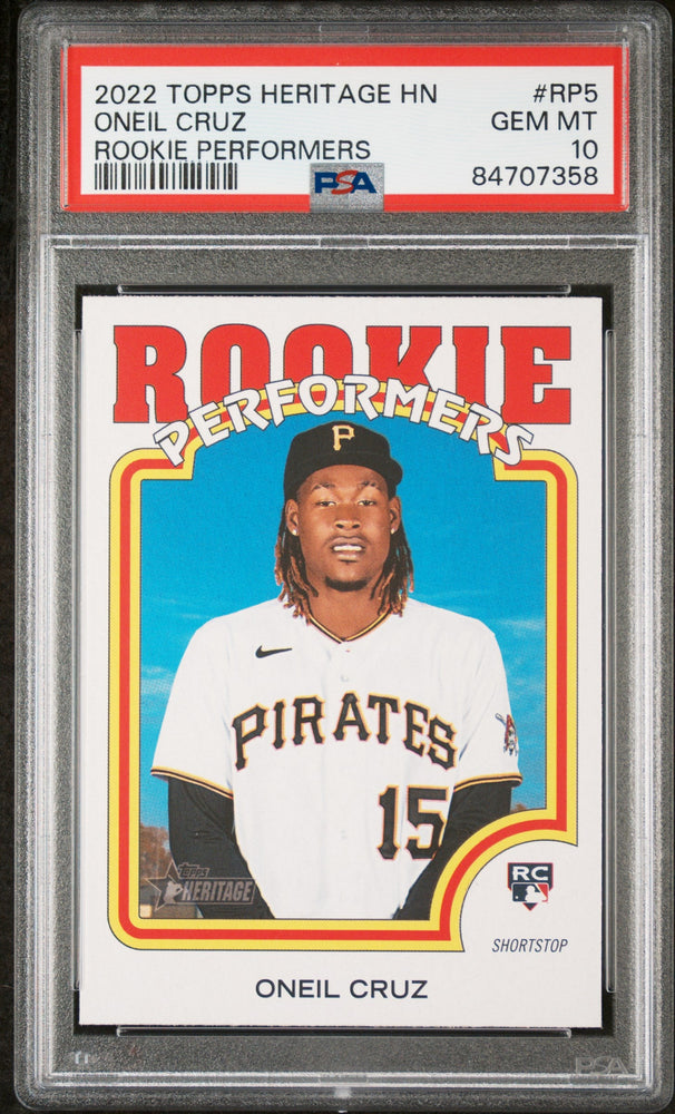 2022 TOPPS HERITAGE HIGH NUMBER ROOKIE PERFORMERS ONEIL CRUZ #RP5 - PSA 10 (Online Order Only)
