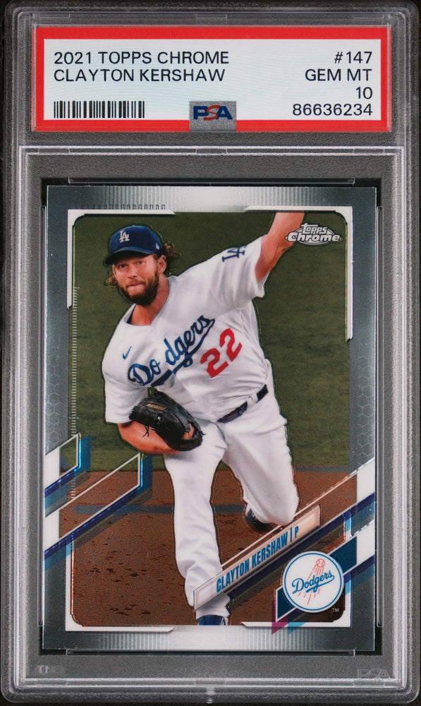 2021 TOPPS CHROME CLAYTON KERSHAW  #147 - PSA 10 (Online Order Only)