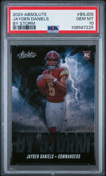 Graded 2024 Panini Absolute Jayden Daniels #BSJDS By Storm Rookie RC Football Card PSA 10 Gem Mint (ONLINE ORDER ONLY)