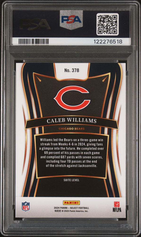 Graded 2024 Panini Select Caleb Williams #378 Rookie RC Football Card PSA 10 Gem Mint (ONLINE ORDER ONLY)