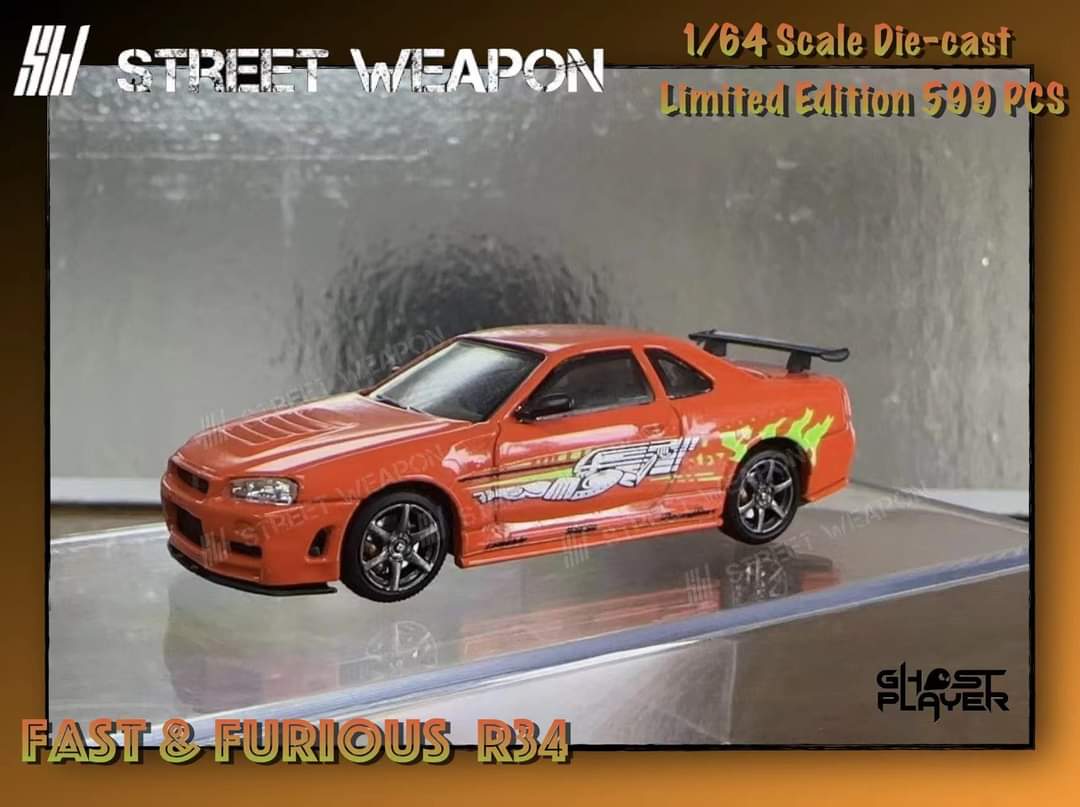 Street Weapon Nissan (R34) GT-R Fast & Furious Livery 1:64 (ONLINE ORDER ONLY)