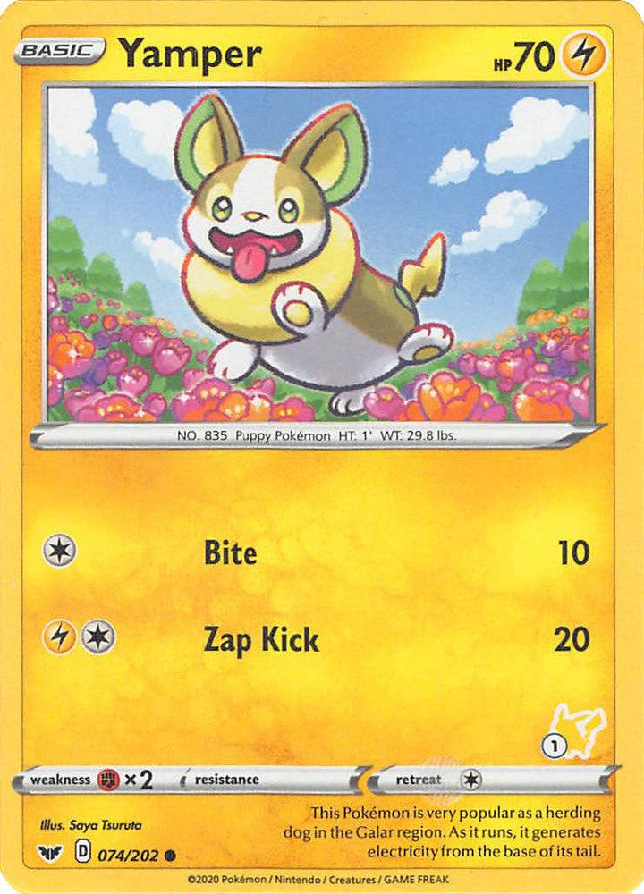Yamper (074/202) (Pikachu Stamp #1) [Battle Academy 2022] (Online Only)