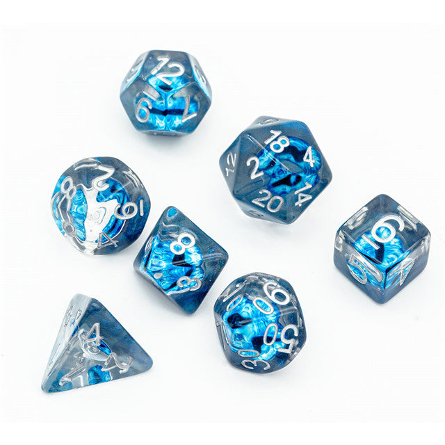 Blue Demon Eye Dragon Eye Dice 7-Dice Set Resin Dungeons and Dragons Dice (Online Only)