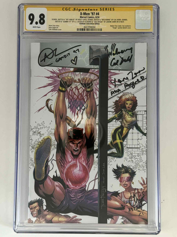[Signed by Holly Chou | Cal Dodd | AJ LoCascio | Lenore Zann] X-Men '97 #4 CGC 9.8 Yellow Label Tyler Kirkham Exclusive Virgin Color Splash Var (ONLINE ORDER ONLY)