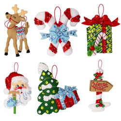 Bucilla North Pole This Way Felt Ornament Kit – Set of 6 Festive Christmas Ornaments (ONLINE ORDER ONLY)