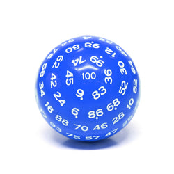 "Blue" Single 100 Sided Polyhedral Dice (D100) | Solid Blue Color (45mm) White (Online Only)