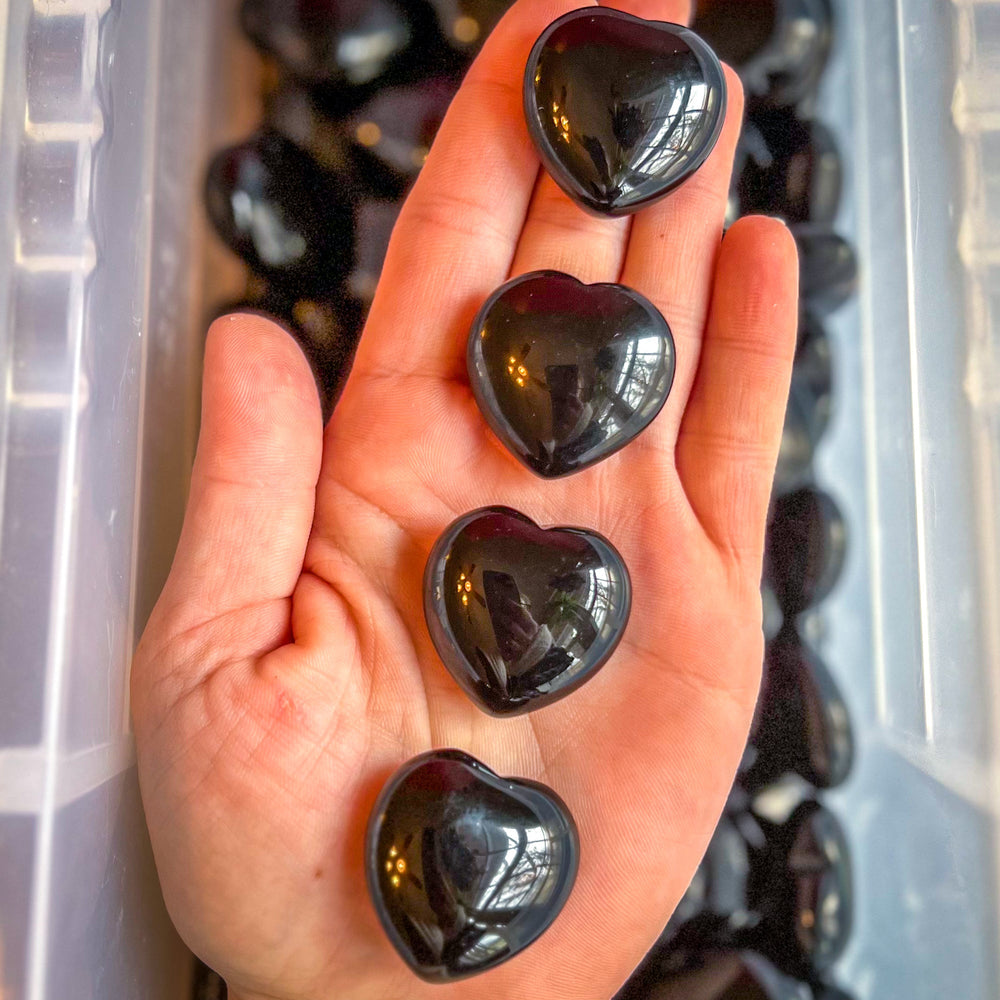 3cm Black Obsidian Crystal Hearts for Valentines Day Gifts (ONLINE ORDER ONLY)
