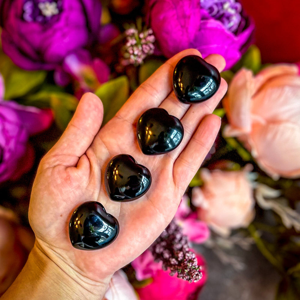 3cm Black Obsidian Crystal Hearts for Valentines Day Gifts (ONLINE ORDER ONLY)