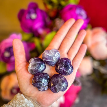 3cm Dream Amethyst Crystal Hearts for Valentines Day Gifts, Chevron Amethyst (ONLINE ORDER ONLY)